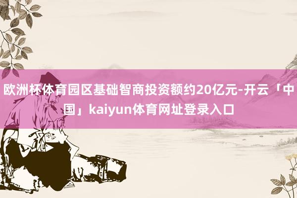 欧洲杯体育园区基础智商投资额约20亿元-开云「中国」kaiyun体育网址登录入口
