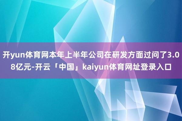 开yun体育网本年上半年公司在研发方面过问了3.08亿元-开云「中国」kaiyun体育网址登录入口
